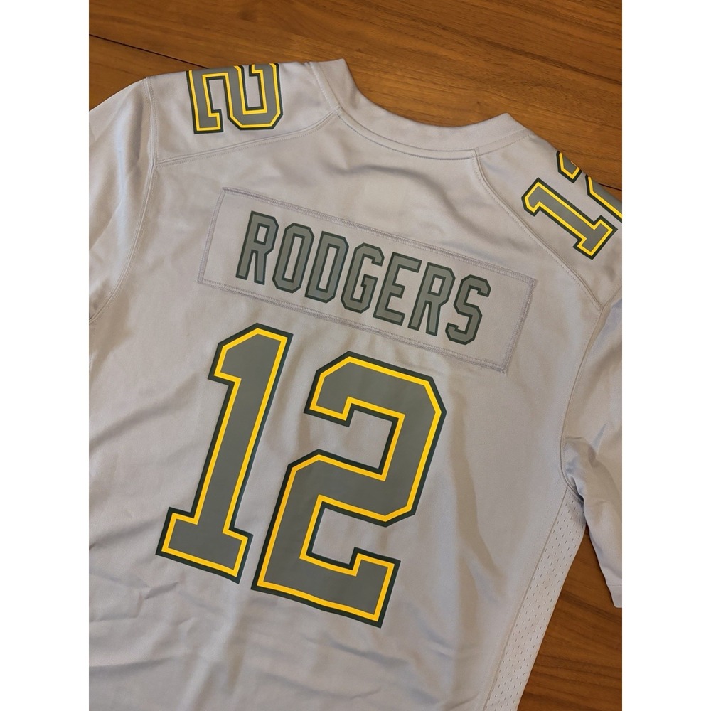 Green Bay Packers Aaron Rodgers Nike #12 Jersey Size M Gray Atmosphere On Field